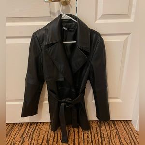 NWOT Zara faux leather trench coat
